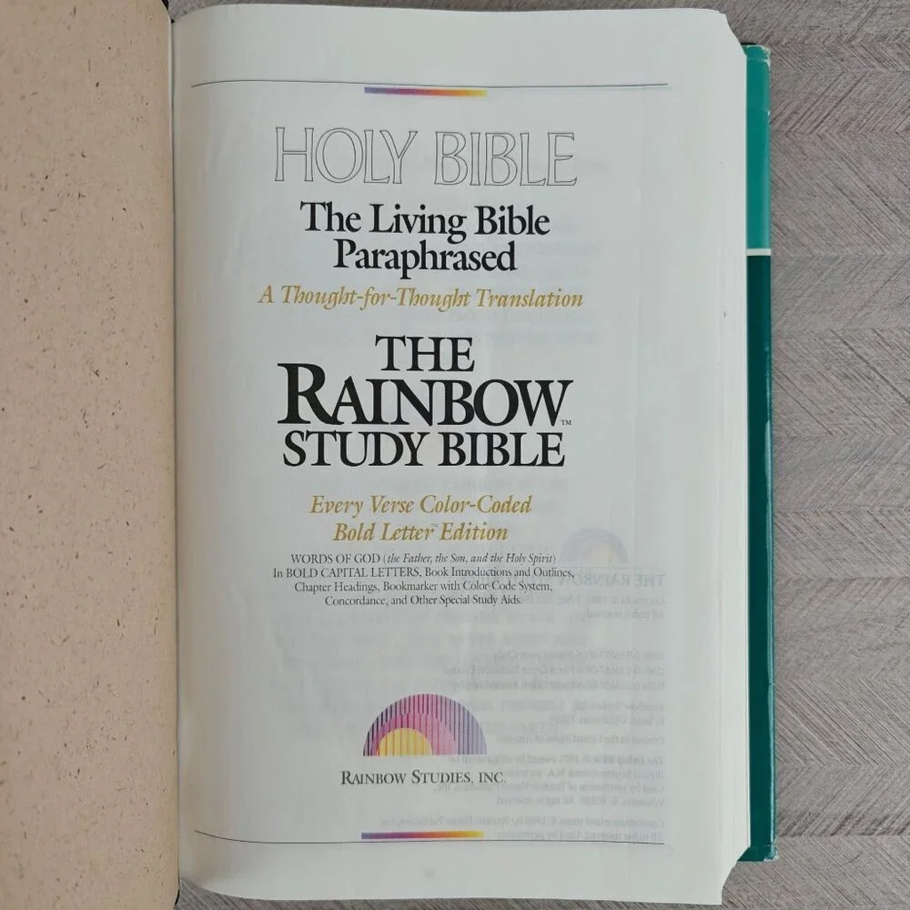 The Rainbow Study Bible Living Bible Edition Bold Letter Hardcover 1986 - Picture 3 of 9
